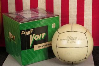 Vintage 1960s Voit Amf Official Volleyball Lv4 Ball W/ Box Rubber