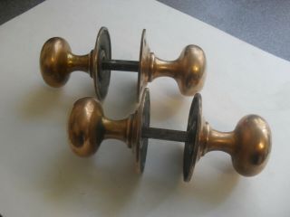 Two Pairs Of Antique Brass Door Knobs