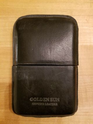 Golden Sun Black Leather 4 Finger Cigar Case Holder
