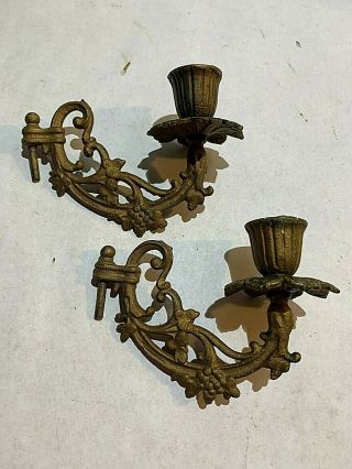 Set Of 2 Vintage Cast Iron Candle Sconce Arms Bronze Finish Candle Chandelier