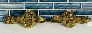 Vintage Solid Brass Ornate Drapery Curtain Tie Backs Empire French Style