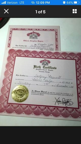 Cpk Sculpture Birth Cert/adoption Papers Reserved For Redtop
