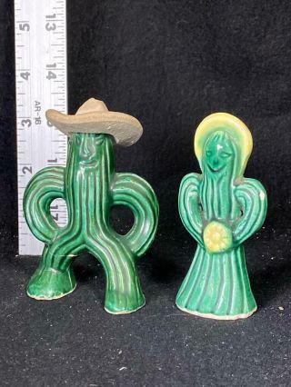 Vintage Western Theme Cactus People Salt & Pepper Shakers