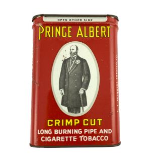 Vintage Prince Albert Crimp Cut Pipe & Cigarette Tobacco Tin Antique Red Can
