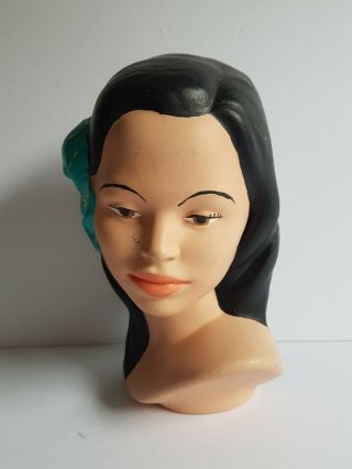 Spanish Girl Head Bust Figurine Vintage