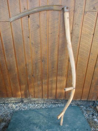 Vintage Antique 60 " Long Scythe Hay Grain Sickle Farm Tool Blade Is 25 " Long