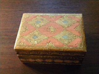 Vintage Florentia Wood Gold Gilt Trinket Box