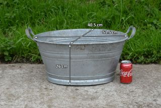 Old Galvanized Washing Bowl Bath Tub - 51.  5 Cm