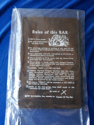 Vintage Rules Of This Bar And Rules Of Le Jon Signs - 1965 Tip N Twinkle Inc