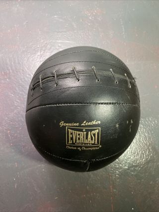 Vintage Black Leather Medicine Ball By Everlast (1940 - 1950)