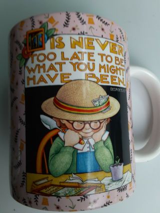 Mary Engelbreit Mug Coffee Cup It Is Never Too Late Signed Marked Amcal