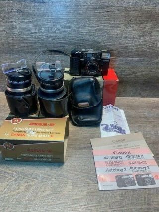 Vintage Canon Sure Shot Af35m Ii Autoboy 2 Camera Cafs 38mm 1:2.  8 Bundle