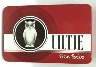 Uiltje Con Brio Empty Tin,  Dutch Art Deco Owl Bird Cigar Tobacco Tin Vintage