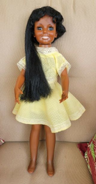 Vintage Ideal African American Black Crissy Doll Hair Grows With Outfit