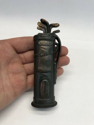 1940s Negbaur Golf Bag Table Lighter W/original Box.  Copper Colored Metal