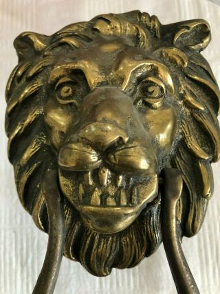 Vintage / Antique Large Heavy Lion Head Door Knocker Bronze Brass 2