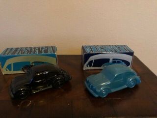 Avon Vintage Vw Volkswagen Black And Blue Beetle Bug Car Decanter Bottles