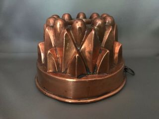 Antique Victorian Copper Mold.  Small - Marked 1.  Tin Fined French “trotter” Style