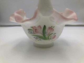 Dan Fenton Hand Painted Pink And White Basket