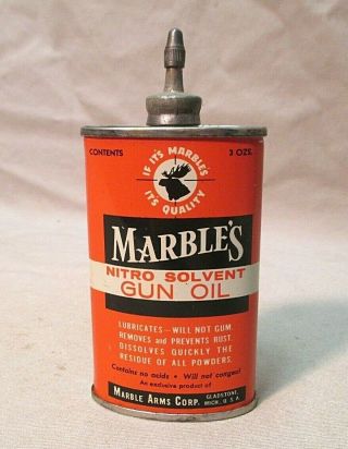 Vintage Marbles Gun Oil Handy Oiler Tin Can Oval Shape Lead Spout And Cap