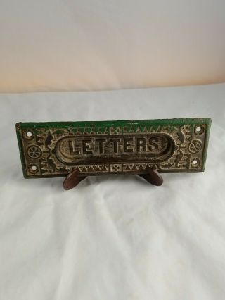 Vintage Antique Victorian Ornate Cast Iron Letter Box Plate Mail Door Slot