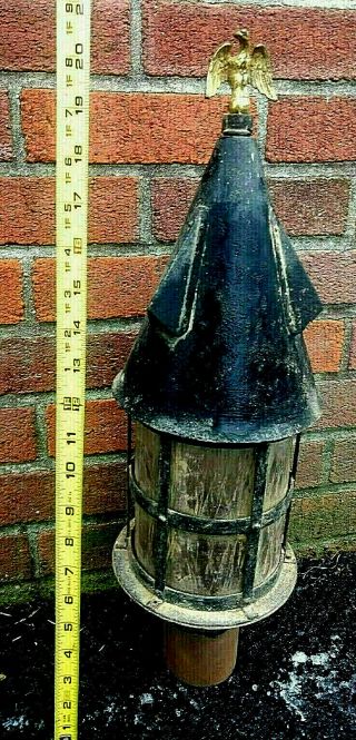 Vintage Outdoor Lamp Post Light Fixture Iron And Ornate Glass Unique