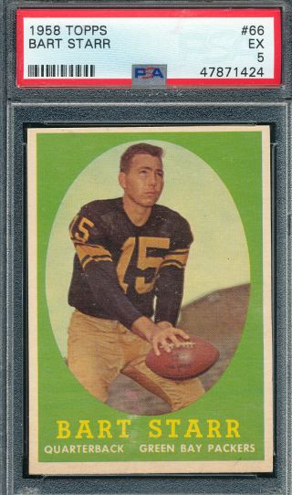 Vivid & Sharp Psa 5 Ex Bart Starr Hof 1958 Topps 66 Vintage Packers Nfl V - Tphlc