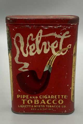 Early Velvet Brand Pocket Tobacco Tin,  Liggett & Myers,  Chicago,  1 3/4 Oz