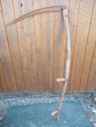 Vintage Antique 58 " Long Scythe Hay Grain Sickle Farm Tool Blade Is 24 " Long
