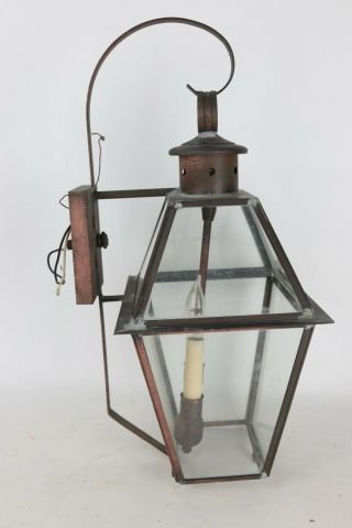 Vintage Large Lantern Style Soldered Copper Outdoor Electric Wall Light 22 
