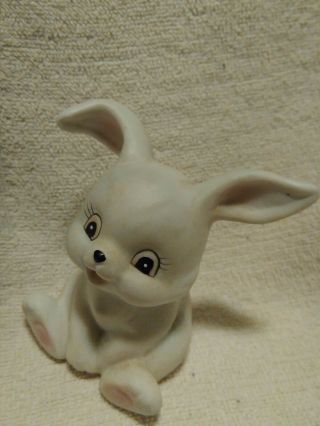 Homco Ceramic Sitting Bunny White In Color,  Pink Inside Ears And Bottom Of Feet.