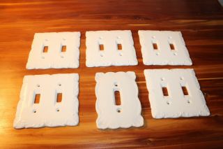 6 Vintage White Porcelain Light Switch Covers Made In Japan