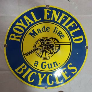 Royal Enfield Bicycles Vintage Porcelain Sign 30 Inches Round