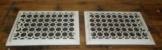 2 Matching Antique Cast Iron Floor Vent Grate Register With Louvers 14 X 10