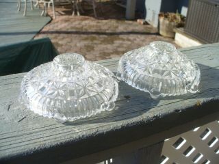 Vintage Set Of 2 Clear Glass Taper Candle Stick Holders With Round Feet Buttons