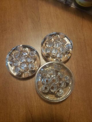 3 Vintage Clear Glass Flower Frogs