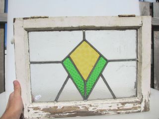 Victorian Stained Glass Window Panel Antique Vintage Old Wooden Art Deco 20x15 "