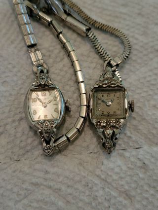 Vintage Bulova Womens 14k Gold Diamonds Watch & 10k Gold Bulova Watch Kreisler