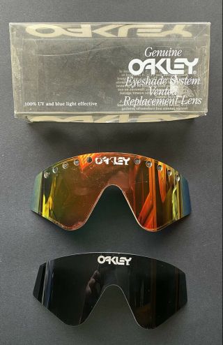 Vintage Oakley Factory Pilot Eyeshade Vented Lens Fire Iridium And Black