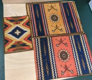 Tobacco Felts 3 Vintage Native American Navajo Indian Rug Design
