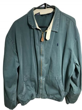 Vintage Polo Ralph Lauren 100 Cotton Denim Bomber Jacket Full Zip Usa Made Xl