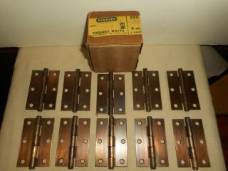 Vintage Stanley Usa Cabinet Butt Hinges No.  295 3 " X 2 " 5 Pairs