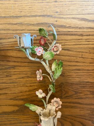 vintage italian tole floral wall candle sconces PAIR 2