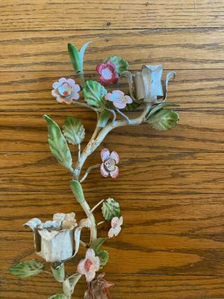 vintage italian tole floral wall candle sconces PAIR 3