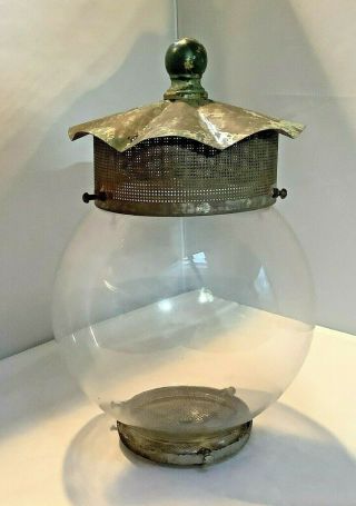 Antique Gas Light Brass Wall Sconce Lamp Fixture Colt Era 7” Globe Shade