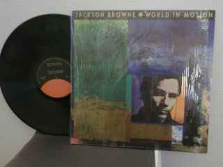 Jackson Browne,  Elektra,  " World In Motion ",  Us,  Lp,  Stereo,  In Shrink,  Inner Sleeve,  M
