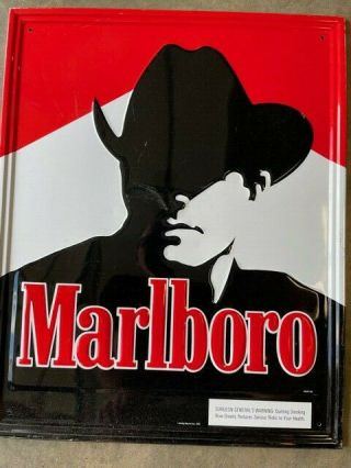 Vintage Marlboro Cigarette Advertising Metal Embossed Sign,  Philip Morris