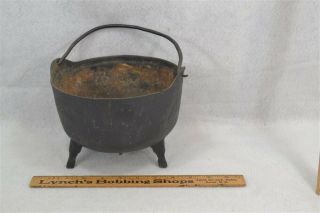 Antique Cast Iron Pot Fireplace Cooking Footed Hand Made 19thc 8 X 6 In.  Tall
