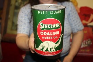 Vintage Sinclair Opaline Motor Oil 1 Quart Metal Can Sign