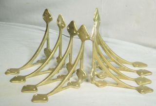 8 Vintage Solid Brass Brackets Shelf Support Art Nouveau Edwardian Style 5 Inch